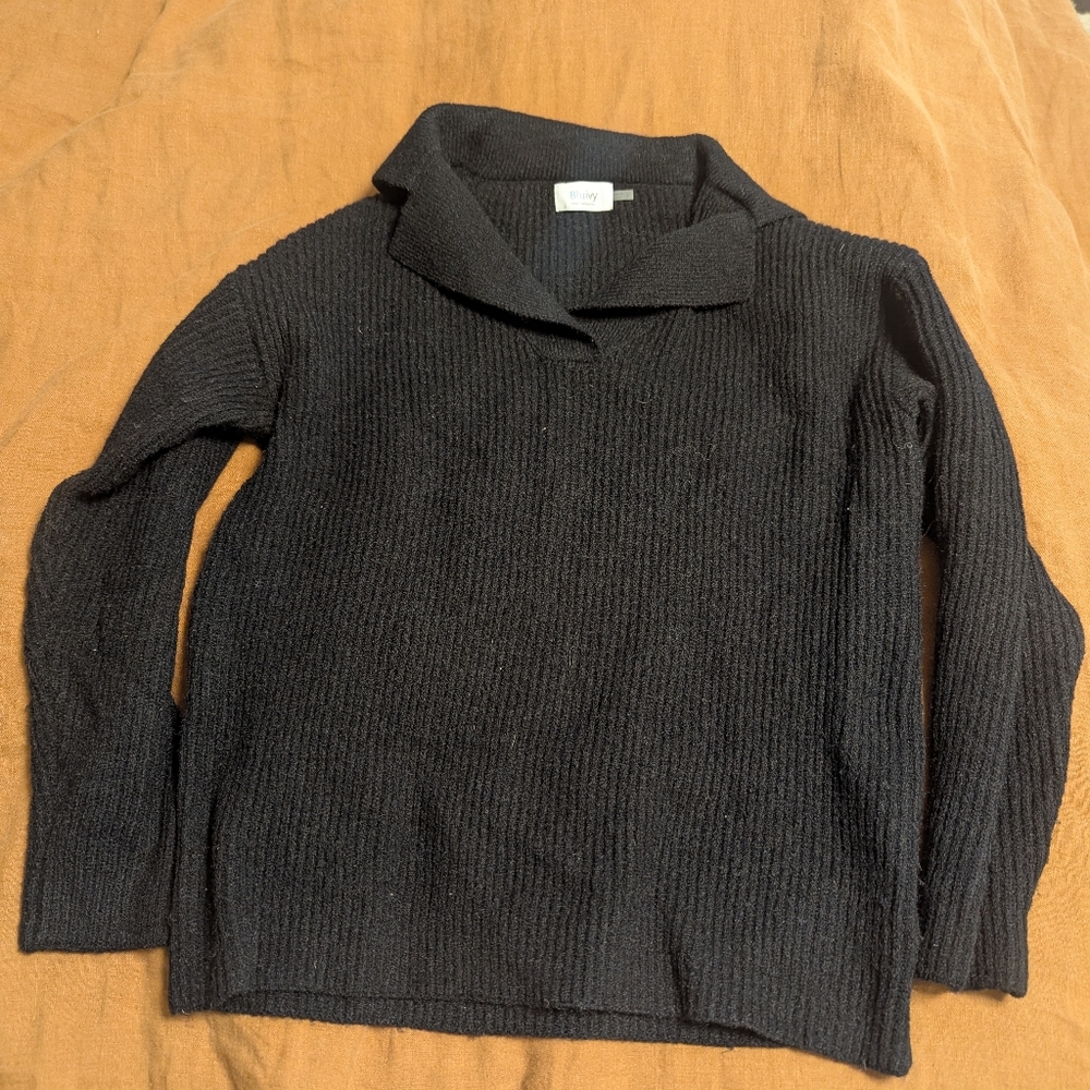 Blu Ivy Black Turtleneck Sweater with Ribbed Knit and Relaxed Fit